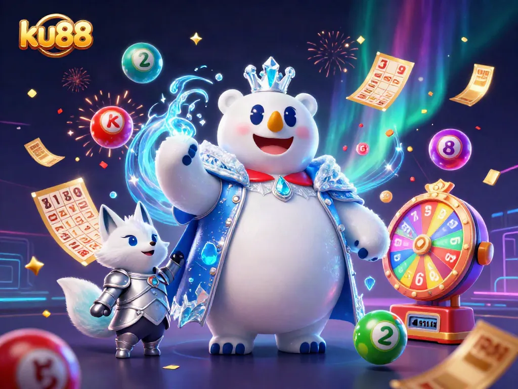 Engage with exciting ku88 gaming scenes featuring colorful lottery elements and festive effects.