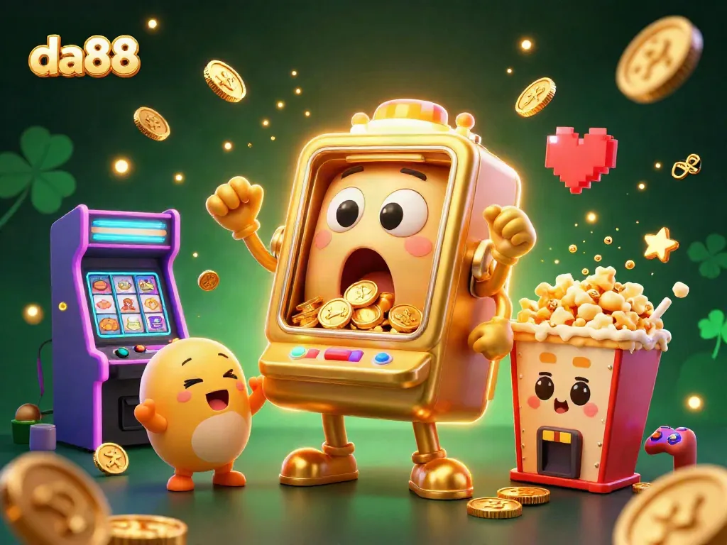Experience the thrill of winning with da88's animated slot machine celebrating a jackpot.
